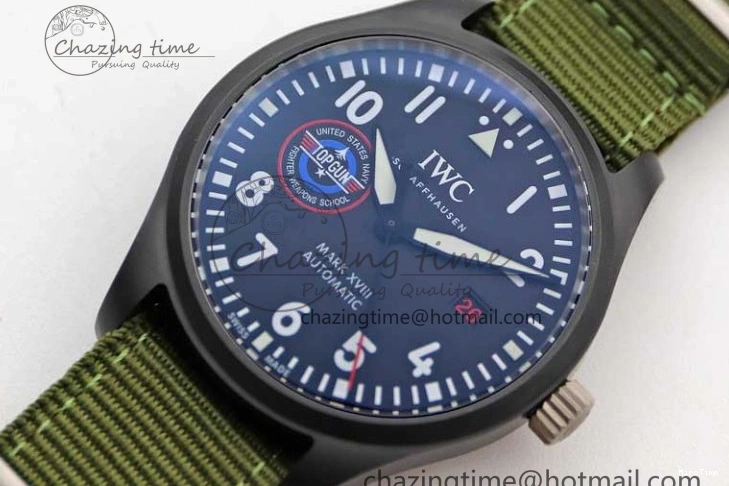 MIROTIME 0304 Packable Mark XVIII ‘TOPGUN SFTI’ Ceramic M+F Best Edition Black Dial on Green Nylon Strap 7048